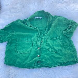 Zara Emerald Green Linen Shirt